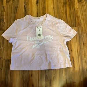 Pink reebok semi crop top! New! Small